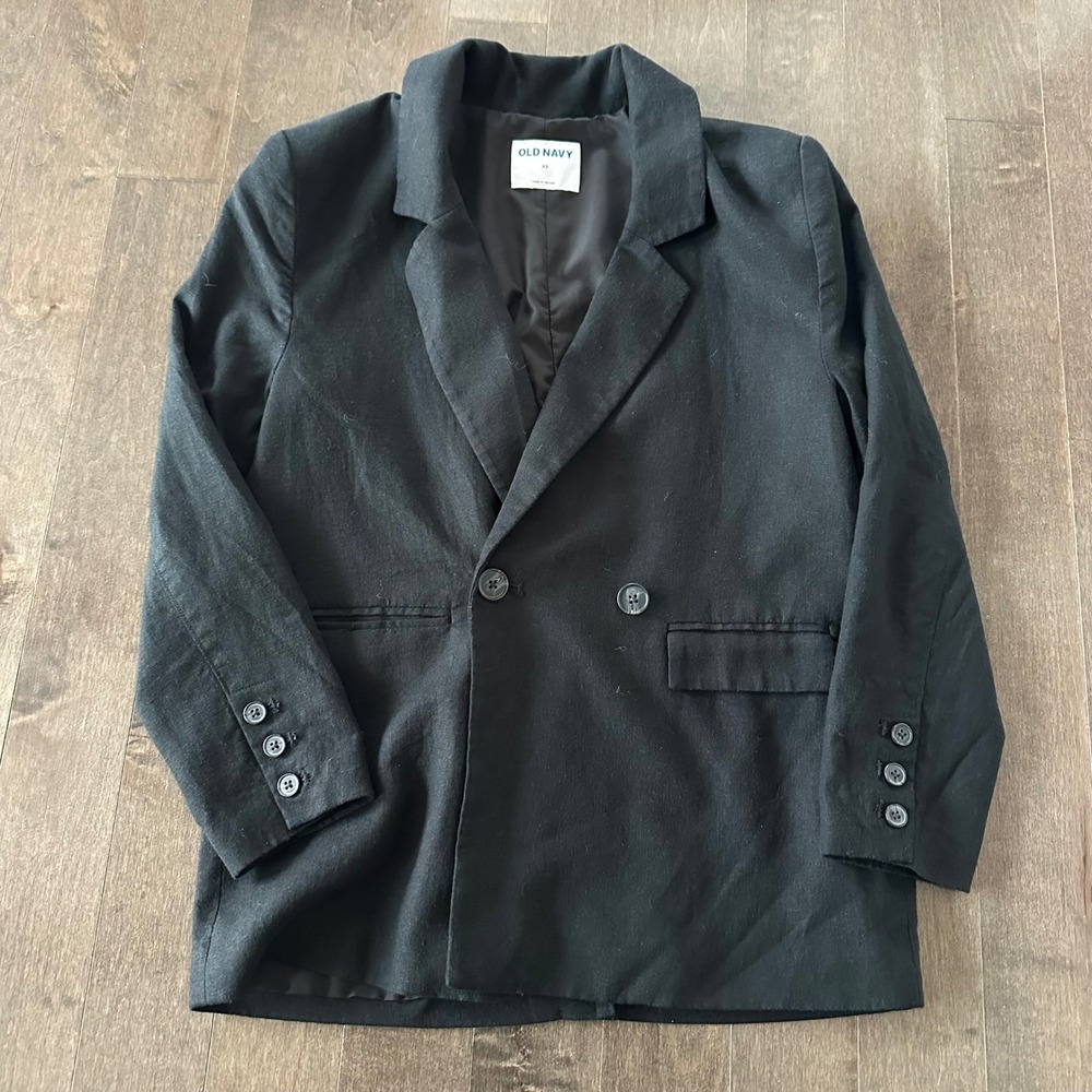 Old Navy Womens Linen Blend Blazer Summer Casual Coastal Black XS‎